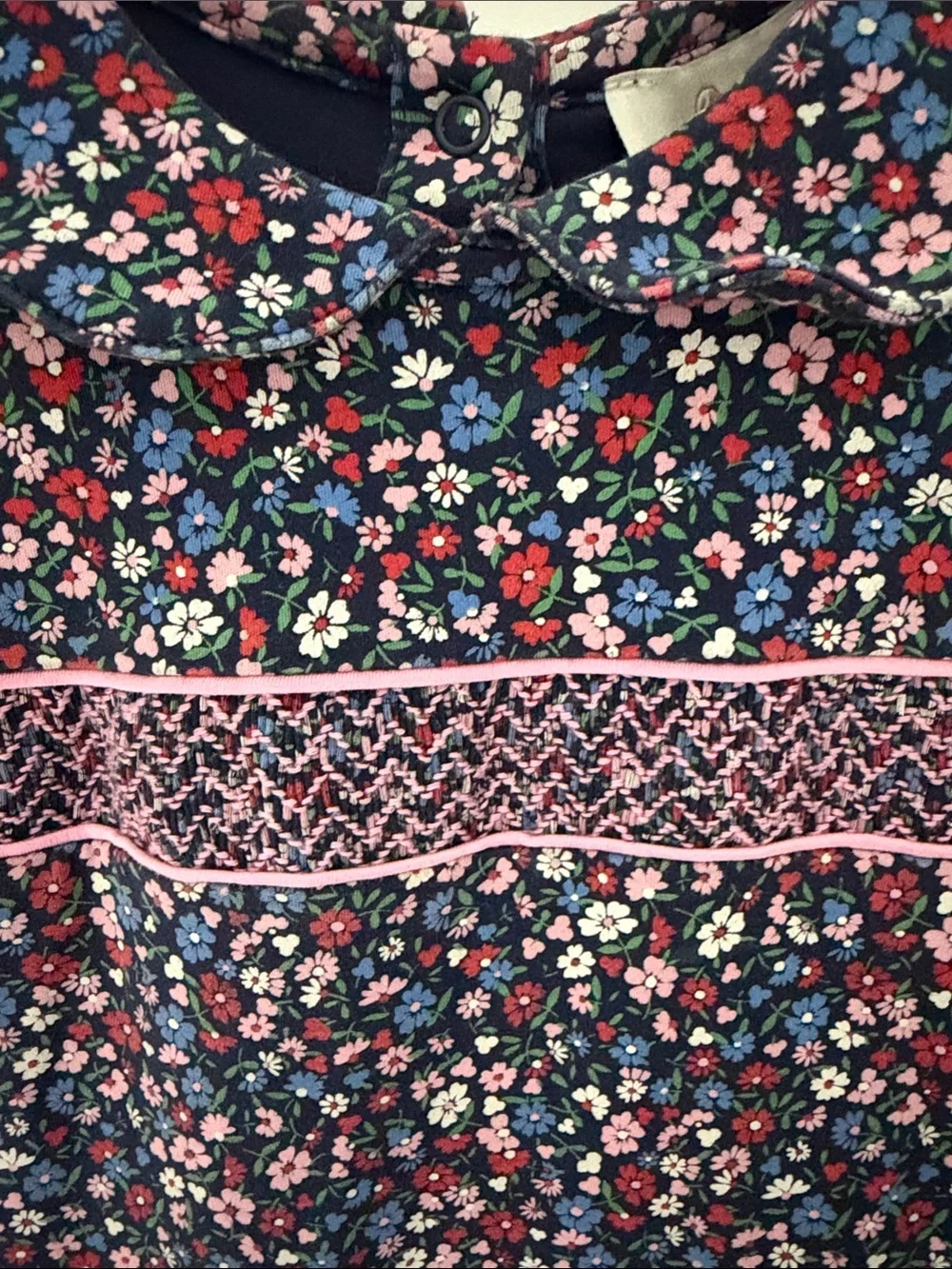 The Beaufort Bonnet Company Fairfax Floral Navy One-Piece with Pink Trim